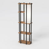 Llamba dyshemeje me rafte Lumna pakoworld OAK me metal të zi 45x24x150cm