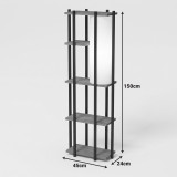 Llamba dyshemeje me rafte Lumna pakoworld OAK me metal të zi 45x24x150cm