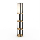 Llamba dyshemeje me rafte Starda pakoworld OAK me metal të zi 25x25x150cm