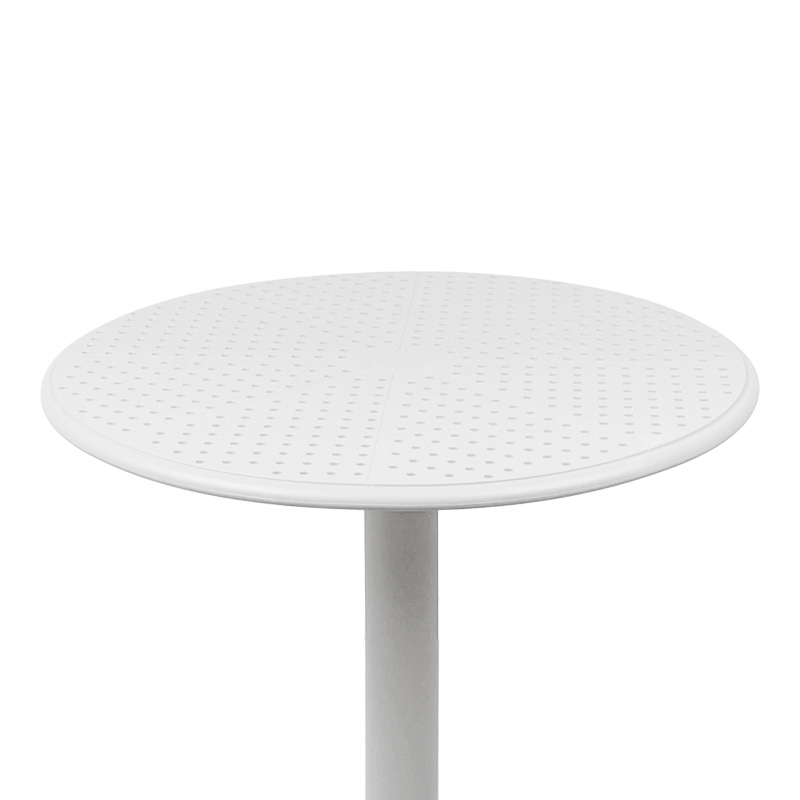Tavolinë Merkon pakoworld e bardhë e perforuar PP D60x75cm