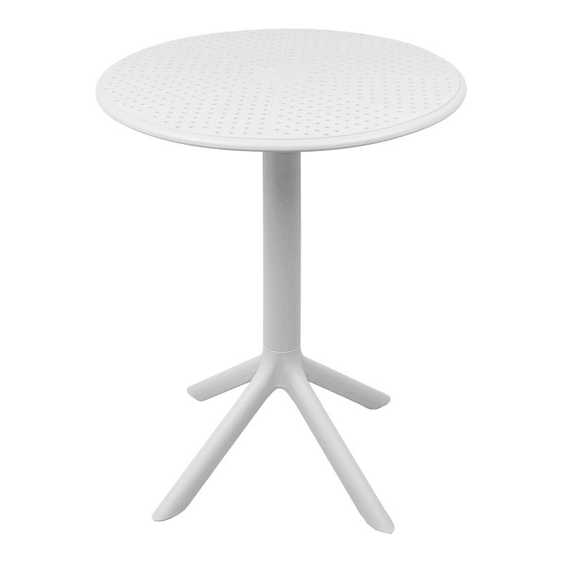 Tavolinë Merkon pakoworld e bardhë e perforuar PP D60x75cm