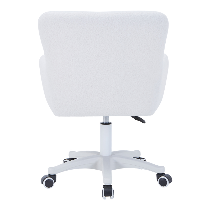 Karrige zyre Givole pakoworld në pëlhurë teddy të bardhë 55x50x76-86cm