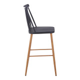 Stol bar Aurora I pakoworld PP në nuancë të zezë - këmbë metalike natyrale 42x47x99cm
