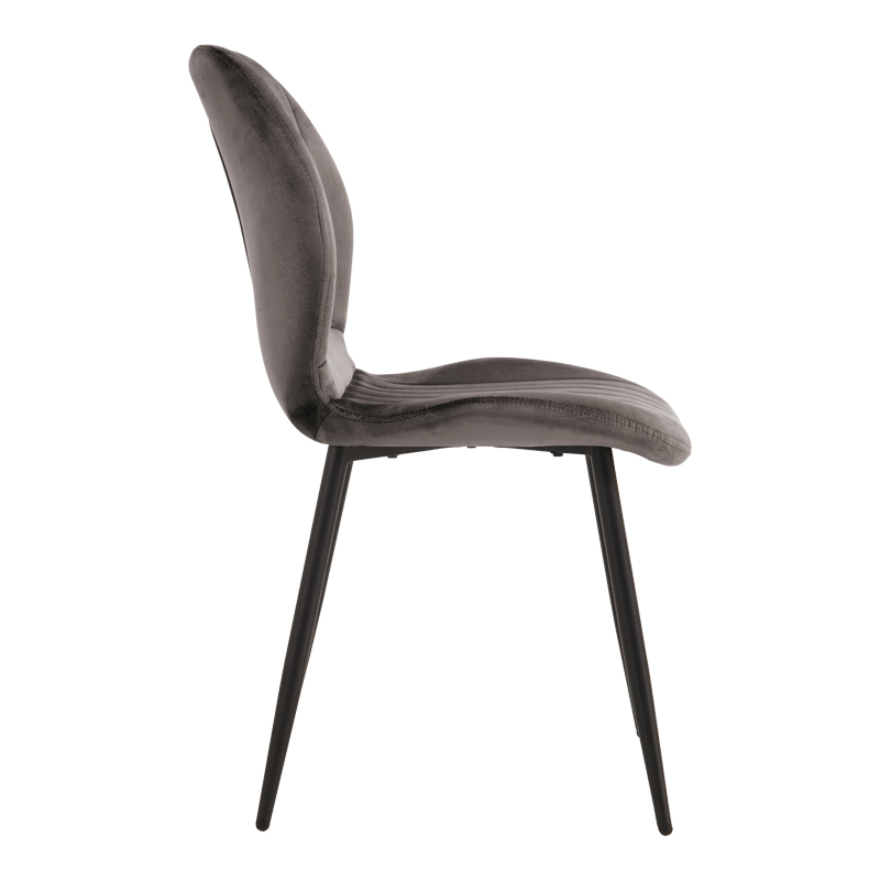 Karrige Jelour pakoworld kadife gri e errët me këmbë metalike të zeza 55x54,5x84,5cm