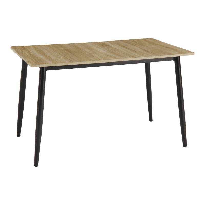 Tavolinë Loza pakoworld sonoma MDF me këmbë metalike të zeza 120x70x73cm