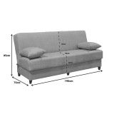 Divan trevendësh Romina me hapësirë ruajtjeje pakoworld pëlhurë e zezë 190x85x90cm
