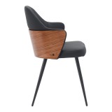 Karrige Marci pakoworld pu e zezë-këmbë metalike të zeza 58x58x91cm