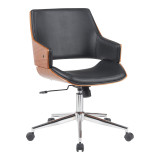 Karrige zyre Setulo pakoworld pu e zezë-bazë krom 53x61x79-89cm