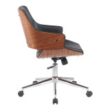 Karrige zyre Setulo pakoworld pu e zezë-bazë krom 53x61x79-89cm