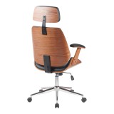 Karrige zyre drejtori Fetseno pakoworld pu e zezë-bazë kromi 53x56x113.5-123.5cm