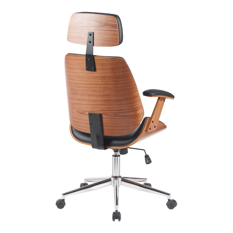 Karrige zyre drejtori Fetseno pakoworld pu e zezë-bazë kromi 53x56x113.5-123.5cm
