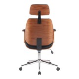Karrige zyre drejtori Fetseno pakoworld pu e zezë-bazë kromi 53x56x113.5-123.5cm