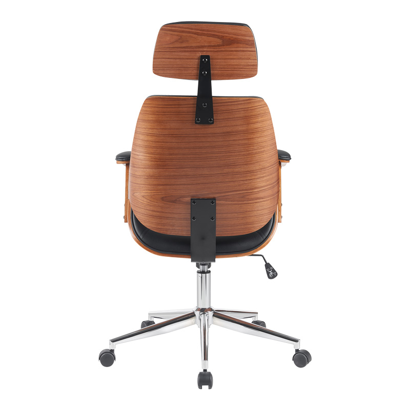 Karrige zyre drejtori Fetseno pakoworld pu e zezë-bazë kromi 53x56x113.5-123.5cm