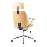Karrige zyre drejtori Fetseno pakoworld pu bezhë-bazë kromi 53x56x113.5-123.5cm