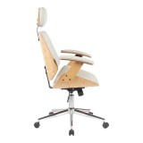 Karrige zyre drejtori Fetseno pakoworld pu bezhë-bazë kromi 53x56x113.5-123.5cm