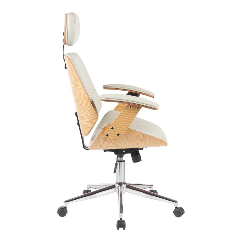 Karrige zyre drejtori Fetseno pakoworld pu bezhë-bazë kromi 53x56x113.5-123.5cm
