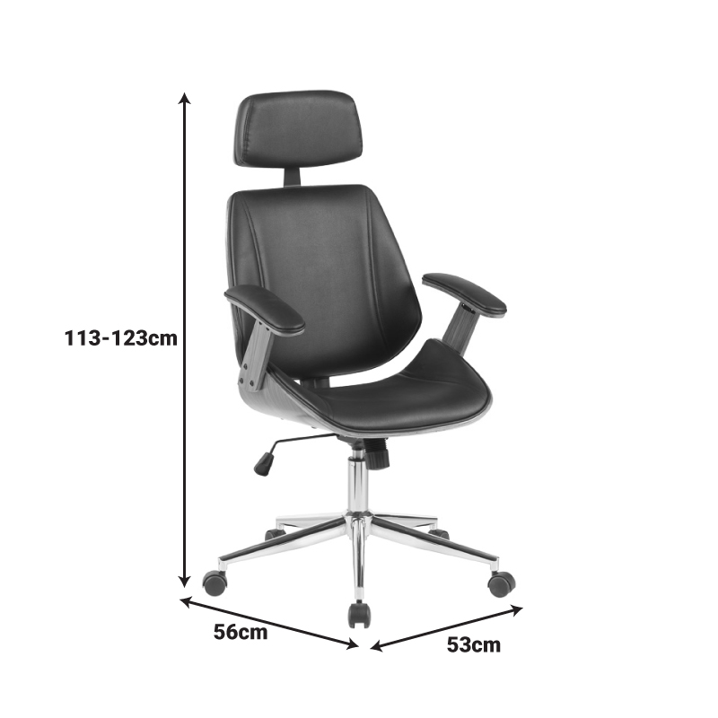 Karrige zyre drejtori Fetseno pakoworld pu bezhë-bazë kromi 53x56x113.5-123.5cm