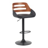 Fern pakoworld stol bari i palosshëm-rrotullues pu i zi- dru arre - metal i zi 52x48.5x87.5-110.5cm