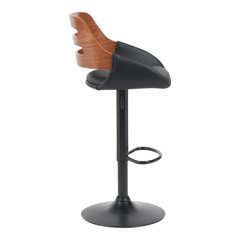 Fern pakoworld stol bari i palosshëm-rrotullues pu i zi- dru arre - metal i zi 52x48.5x87.5-110.5cm