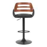 Fern pakoworld stol bari i palosshëm-rrotullues pu i zi- dru arre - metal i zi 52x48.5x87.5-110.5cm