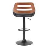 Fern pakoworld stol bari i palosshëm-rrotullues pu i zi- dru arre - metal i zi 52x48.5x87.5-110.5cm