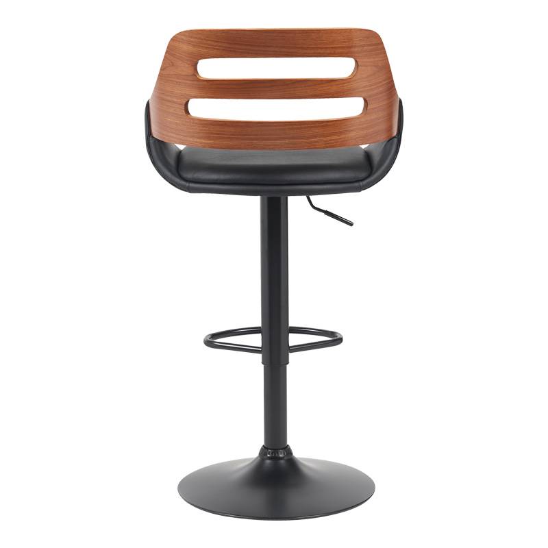 Fern pakoworld stol bari i palosshëm-rrotullues pu i zi- dru arre - metal i zi 52x48.5x87.5-110.5cm