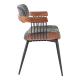 Fotel Cameo pakoworld metal i zi-dru arre-pëlhurë gri e errët 53x49.5x75.5cm