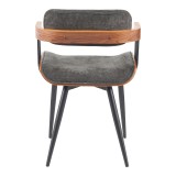 Fotel Cameo pakoworld metal i zi-dru arre-pëlhurë gri e errët 53x49.5x75.5cm