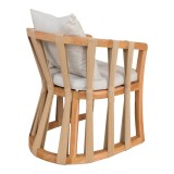 Fotel Morani pakoworld skelet druri tik dhe pëlhurë në nuancë natyrale 58x66x75cm