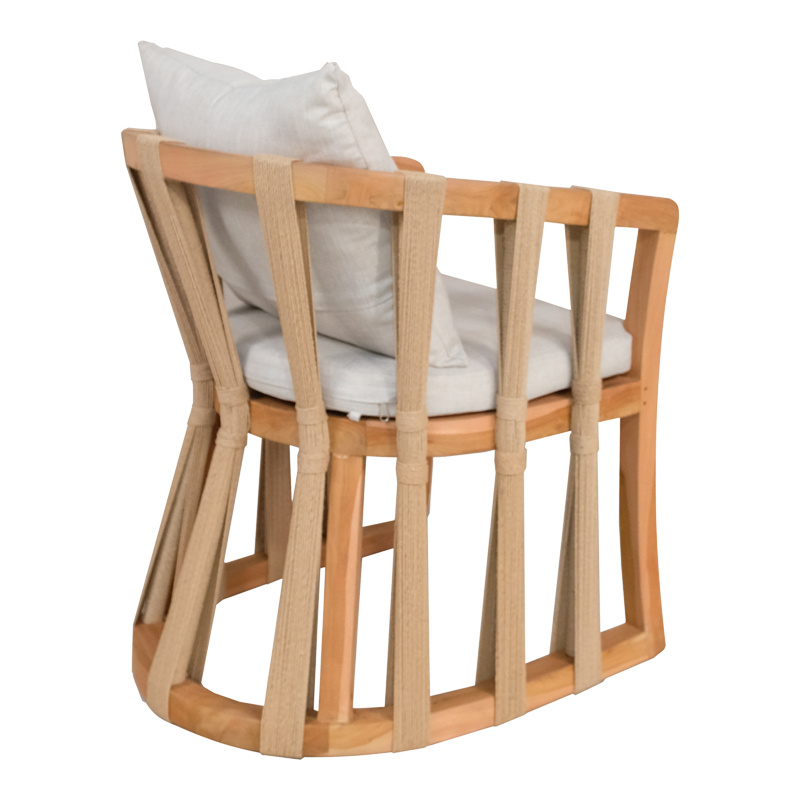 Fotel Morani pakoworld skelet druri tik dhe pëlhurë në nuancë natyrale 58x66x75cm