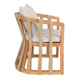 Fotel Morani pakoworld skelet druri tik dhe pëlhurë në nuancë natyrale 58x66x75cm
