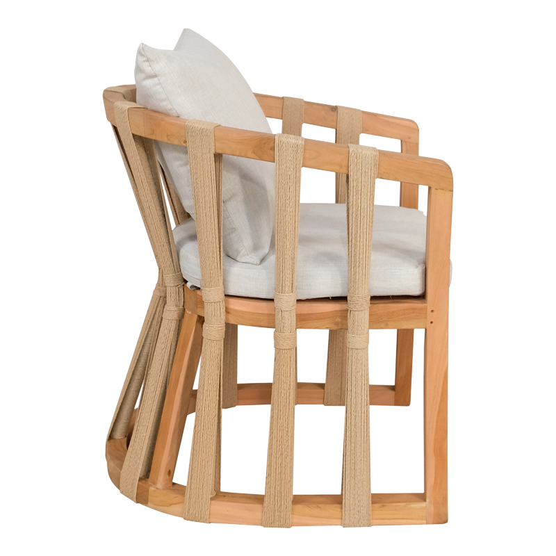 Fotel Morani pakoworld skelet druri tik dhe pëlhurë në nuancë natyrale 58x66x75cm