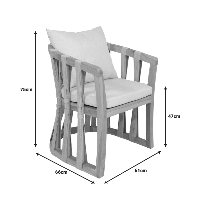 Fotel Morani pakoworld skelet druri tik dhe pëlhurë në nuancë natyrale 58x66x75cm