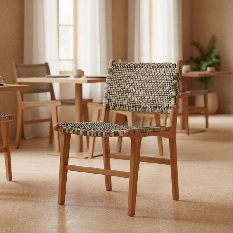 Karrige Darien pakoworld skelet druri tik në nuancë natyrale dhe litar pe krem-zi 52x62x86cm