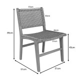 Karrige Darien pakoworld skelet druri tik në nuancë natyrale dhe litar pe krem-zi 52x62x86cm