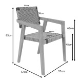 Fotel Salama pakoworld skelet druri tik në nuancë natyrale dhe litar pe krem-zi 57x60x85cm