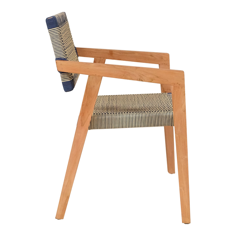 Fotel Salama pakoworld skelet druri tik në nuancë natyrale dhe litar pe krem-zi 57x60x85cm