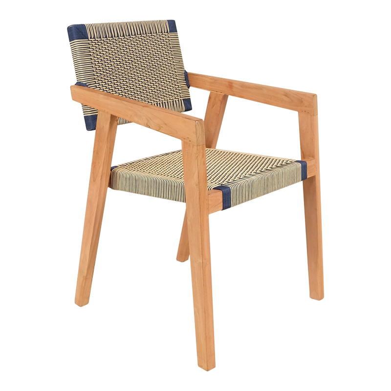 Fotel Salama pakoworld skelet druri tik në nuancë natyrale dhe litar pe krem-zi 57x60x85cm