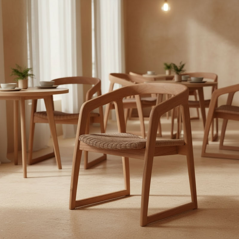 Fotel Somalia pakoworld skelet alumini me këmbë druri teak në nuancë natyrale dhe rregjistër PE kafe 57x62x80cm