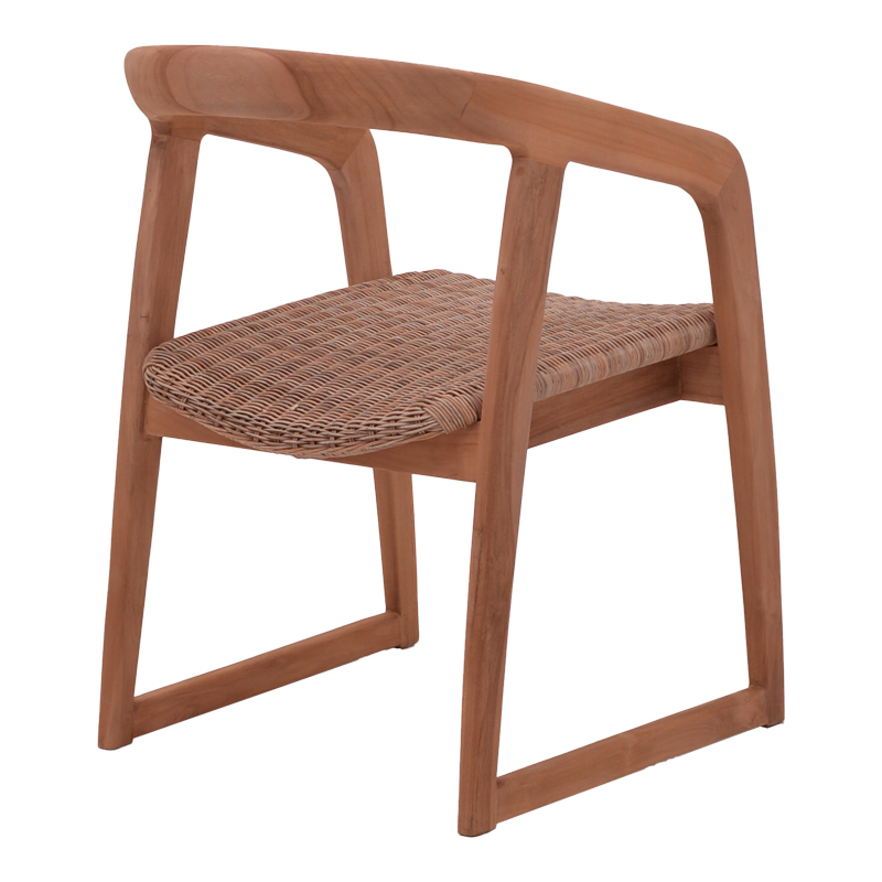 Fotel Somalia pakoworld skelet alumini me këmbë druri teak në nuancë natyrale dhe rregjistër PE kafe 57x62x80cm