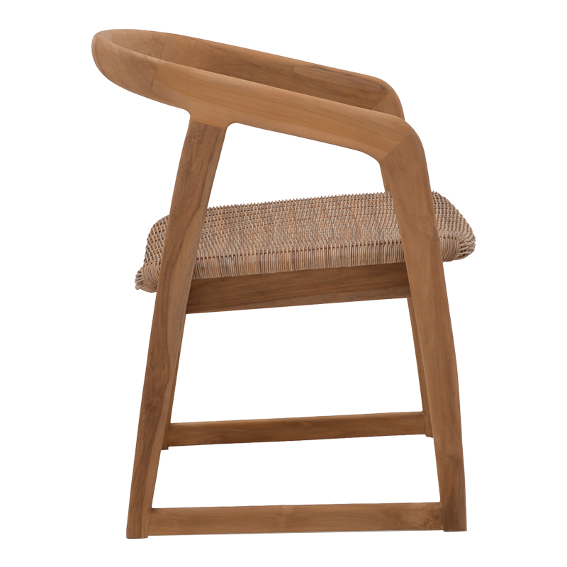 Fotel Somalia pakoworld skelet alumini me këmbë druri teak në nuancë natyrale dhe rregjistër PE kafe 57x62x80cm