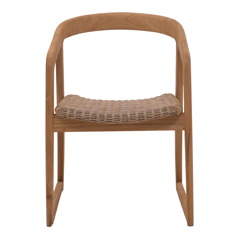 Fotel Somalia pakoworld skelet alumini me këmbë druri teak në nuancë natyrale dhe rregjistër PE kafe 57x62x80cm