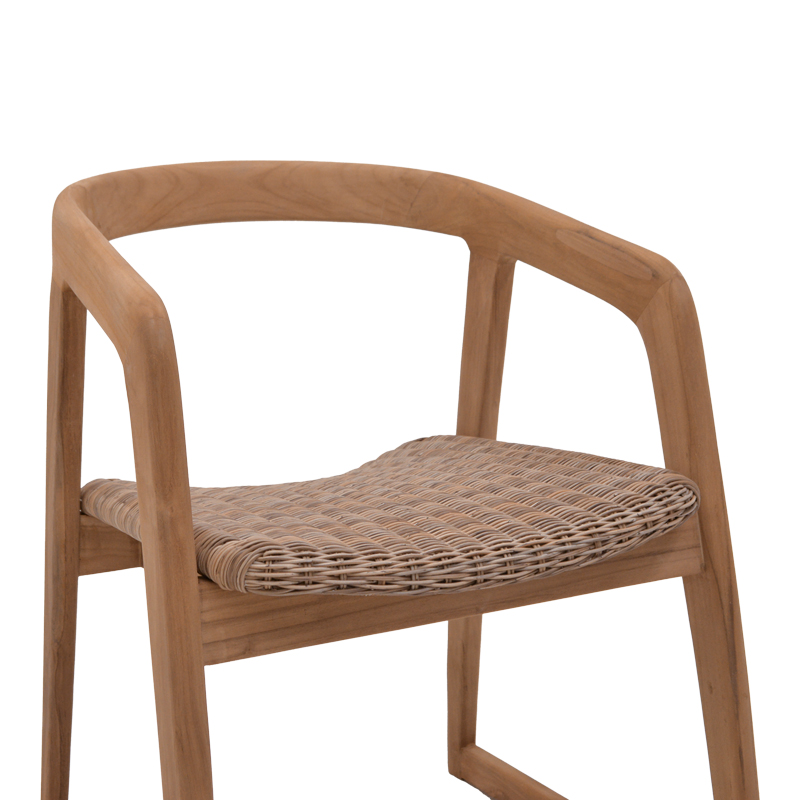 Fotel Somalia pakoworld skelet alumini me këmbë druri teak në nuancë natyrale dhe rregjistër PE kafe 57x62x80cm