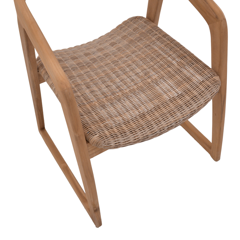 Fotel Somalia pakoworld skelet alumini me këmbë druri teak në nuancë natyrale dhe rregjistër PE kafe 57x62x80cm