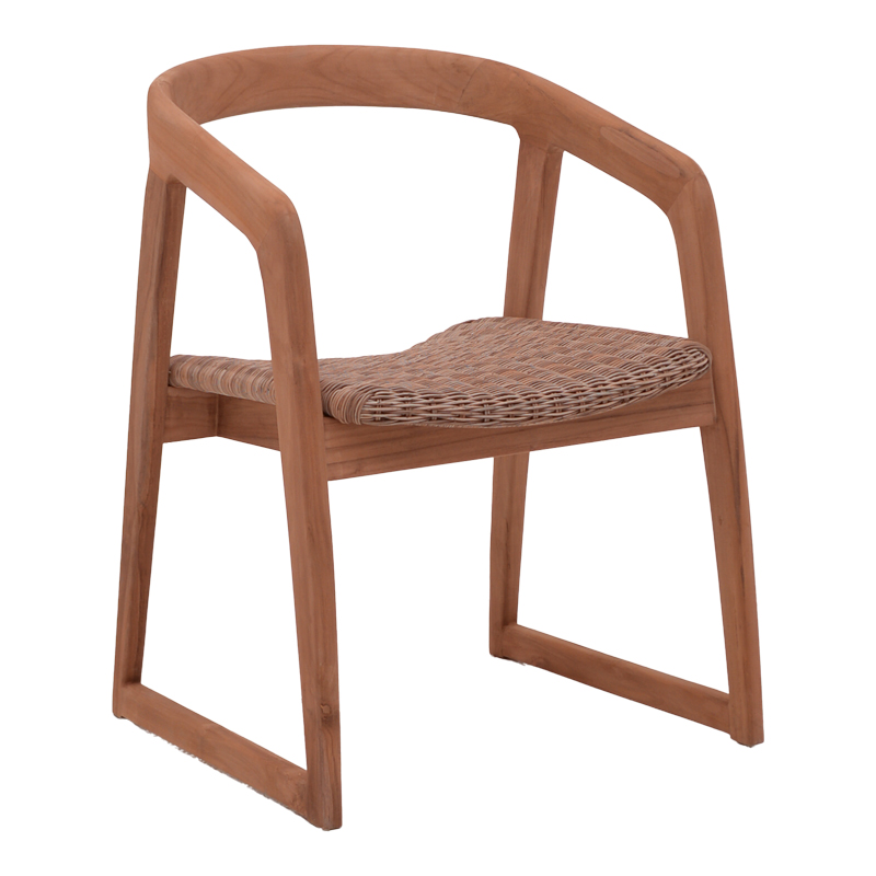 Fotel Somalia pakoworld skelet alumini me këmbë druri teak në nuancë natyrale dhe rregjistër PE kafe 57x62x80cm