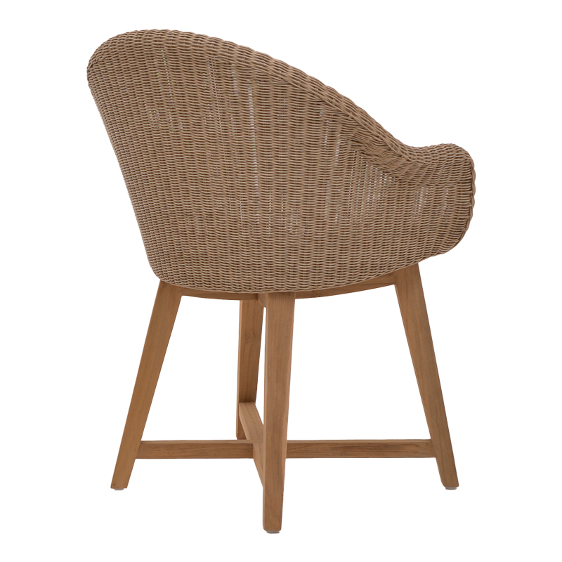 Fotel Solso pakoworld skelet alumini me dru këmbësh teak në nuancë natyrale dhe pe rattan 62x58x78cm