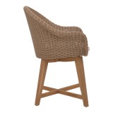 Fotel Solso pakoworld skelet alumini me dru këmbësh teak në nuancë natyrale dhe pe rattan 62x58x78cm
