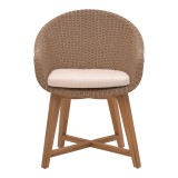 Fotel Solso pakoworld skelet alumini me dru këmbësh teak në nuancë natyrale dhe pe rattan 62x58x78cm