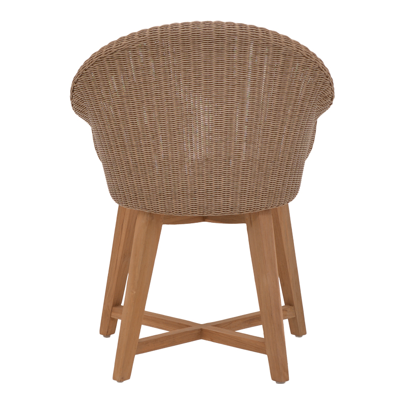 Fotel Solso pakoworld skelet alumini me dru këmbësh teak në nuancë natyrale dhe pe rattan 62x58x78cm