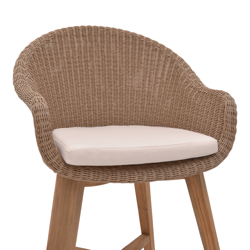 Fotel Solso pakoworld skelet alumini me dru këmbësh teak në nuancë natyrale dhe pe rattan 62x58x78cm